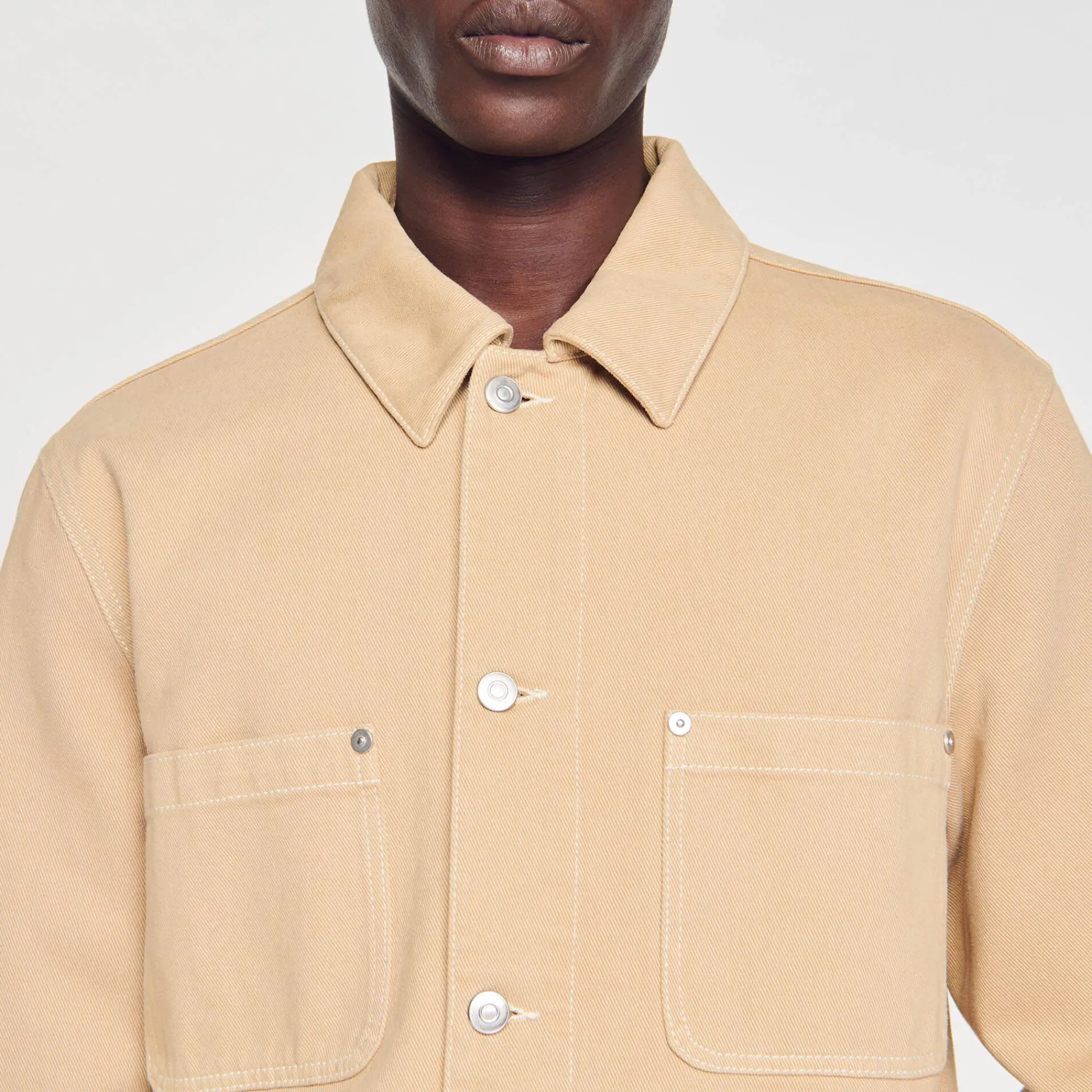 Manteaux & Blousons*SANDRO Blouson Worker En Denim Beige