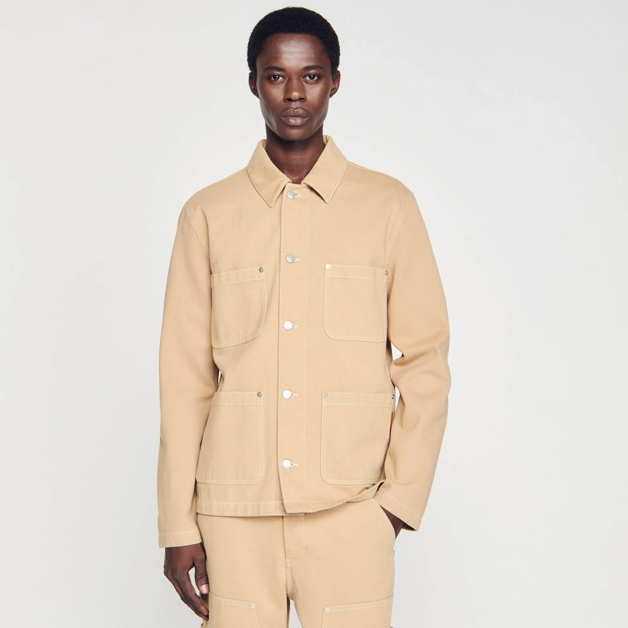 Manteaux & Blousons*SANDRO Blouson Worker En Denim Beige