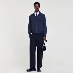 Manteaux & Blousons*SANDRO Blouson Zippé Marine