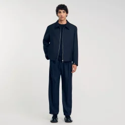 Manteaux & Blousons*SANDRO Blouson Zippé Deep Blue