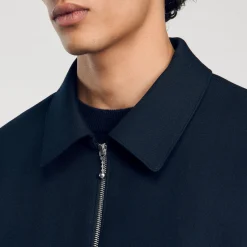 Manteaux & Blousons*SANDRO Blouson Zippé Deep Blue