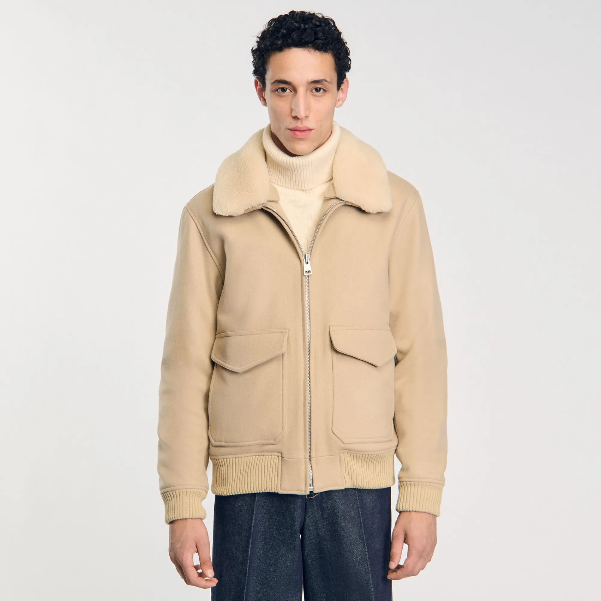 Manteaux & Blousons*SANDRO Blouson Zippé Ficelle