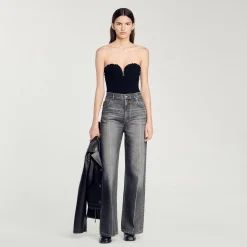 Tops & Chemises*SANDRO Body Bustier En Maille Noir