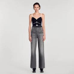Tops & Chemises*SANDRO Body En Maille Bicolore Noir