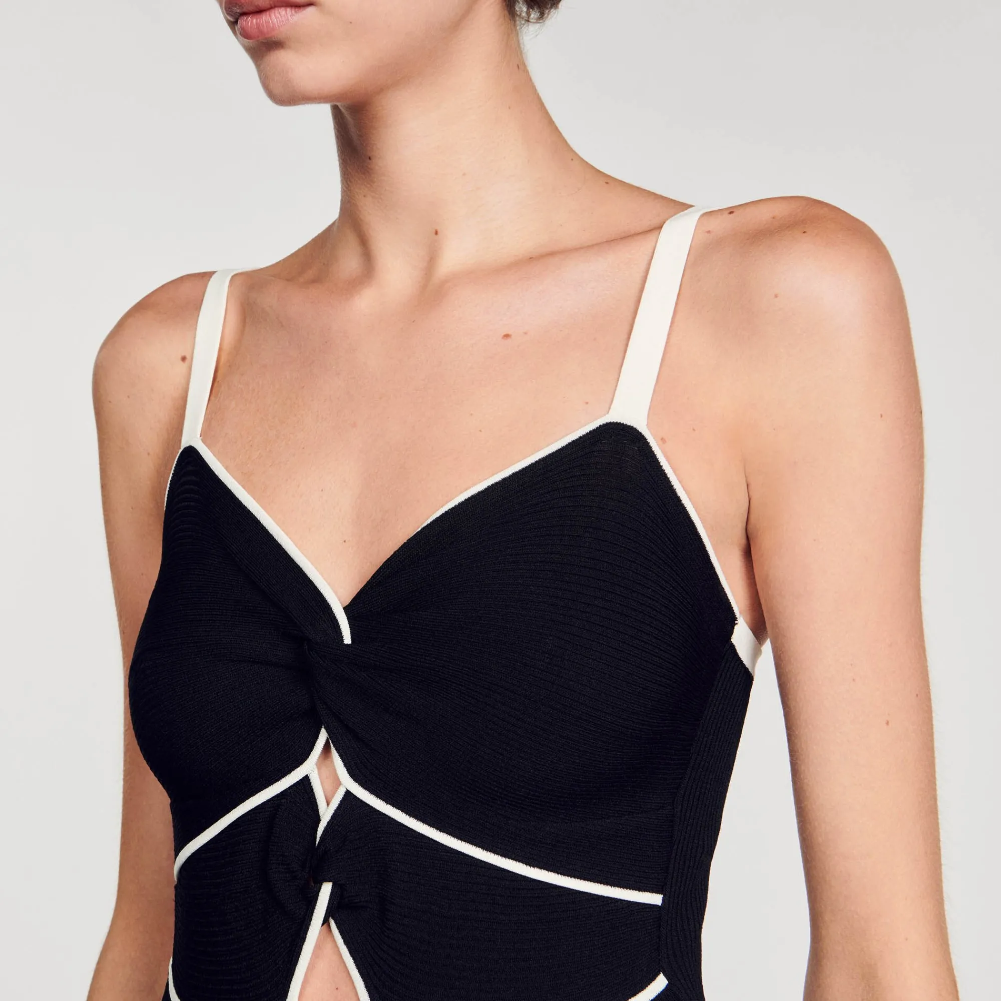 Tops & Chemises*SANDRO Body En Maille Bicolore Noir
