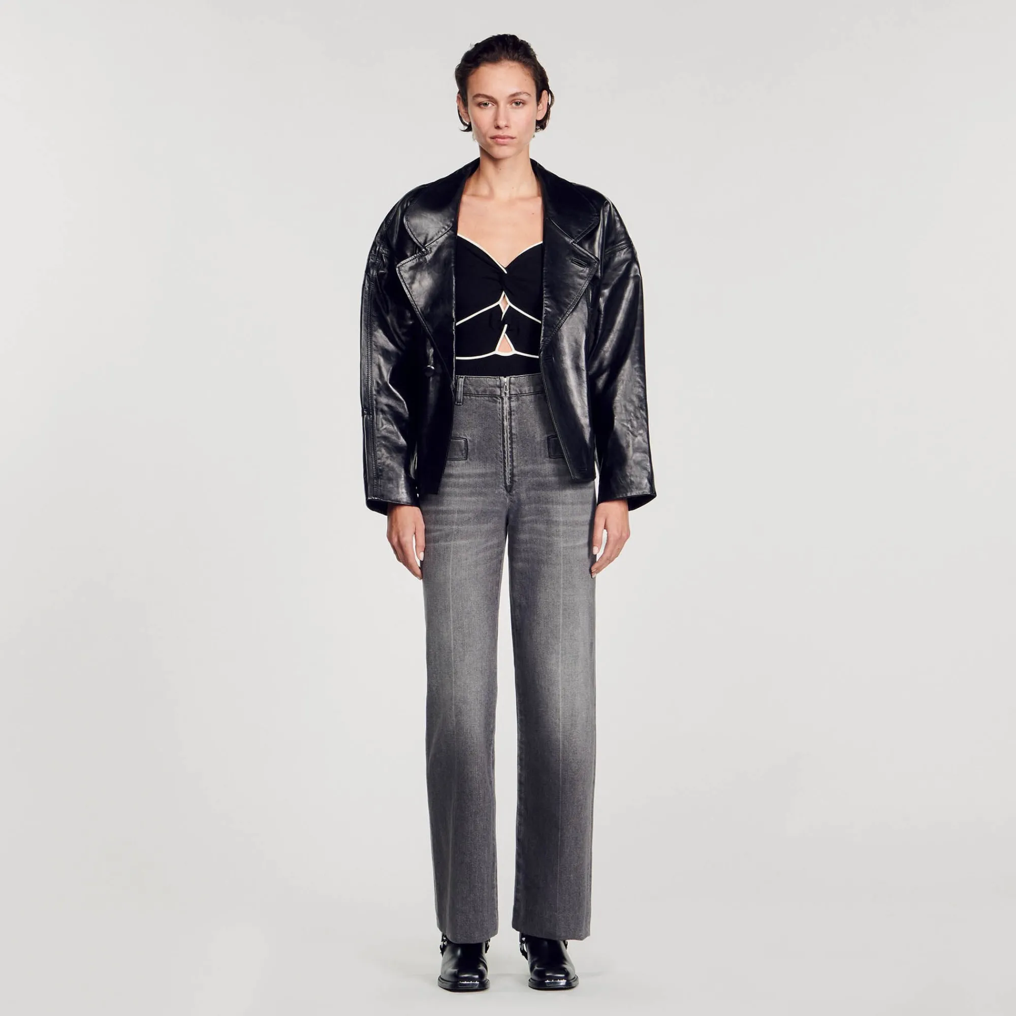 Tops & Chemises*SANDRO Body En Maille Bicolore Noir