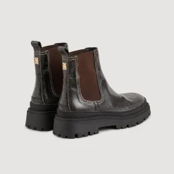 Bottines*SANDRO Boots Chelsea En Cuir Craquelé Noir