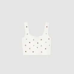 Ensembles|Pulls & Cardigans*SANDRO Brassière En Maille Ornée De Charms blanc