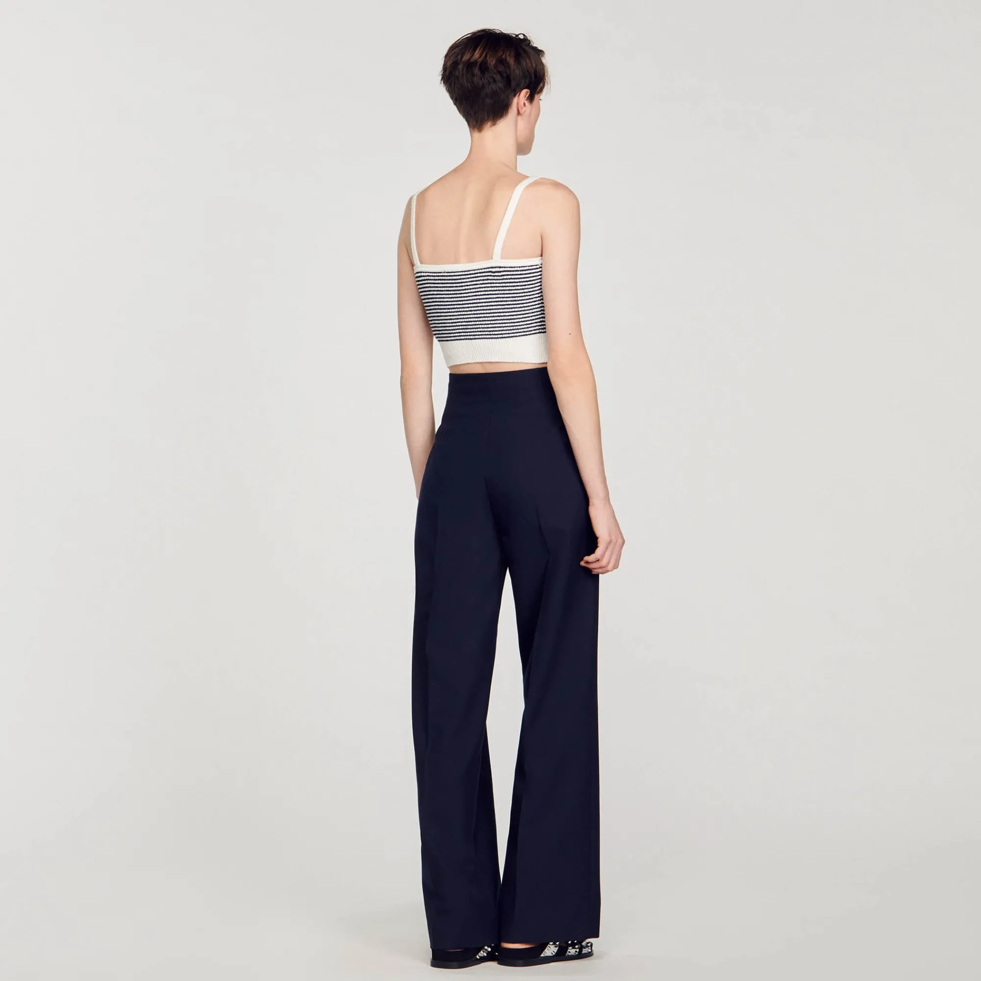 Ensembles|Pulls & Cardigans*SANDRO Brassière En Maille Rayée Ecru / Bleu