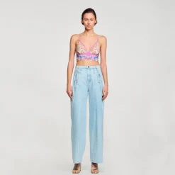Tops & Chemises*SANDRO Brassière Imprimée Rouge / Bleu