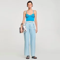 Pulls & Cardigans*SANDRO Bustier à Strass Coquillages Bleu