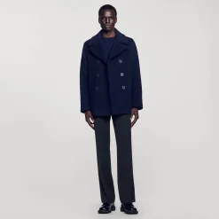 Manteaux & Blousons*SANDRO Caban En Laine Marine