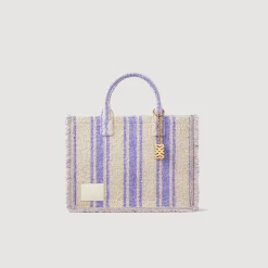 Sacs Cabas|Sacs Porté Épaule*SANDRO Cabas Kasbah En Tissu à Rayures Beige