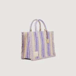 Sacs Cabas|Sacs Porté Épaule*SANDRO Cabas Kasbah En Tissu à Rayures Beige