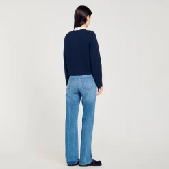 Pulls & Cardigans*SANDRO Cardicoat à Col Volanté Amovible Bleu marine