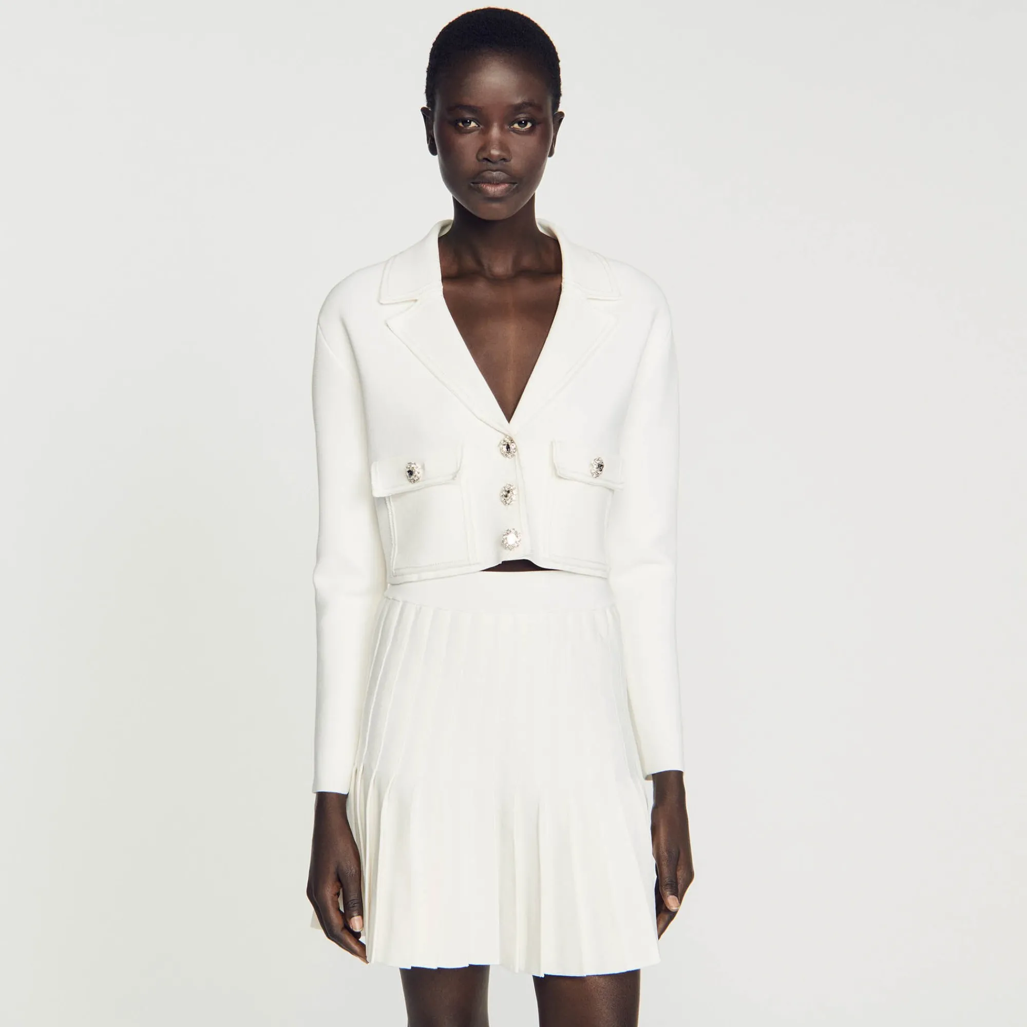 Pulls & Cardigans*SANDRO Cardicoat Bijoux blanc