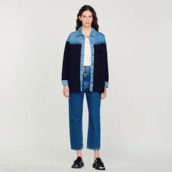 Pulls & Cardigans*SANDRO Cardicoat Bi-matière Esprit Veste Deep Navy