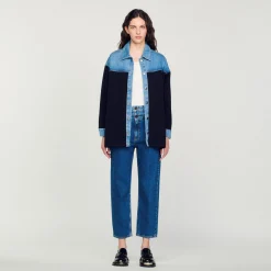 Pulls & Cardigans*SANDRO Cardicoat Bi-matière Esprit Veste Deep Navy