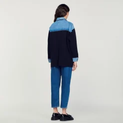 Pulls & Cardigans*SANDRO Cardicoat Bi-matière Esprit Veste Deep Navy