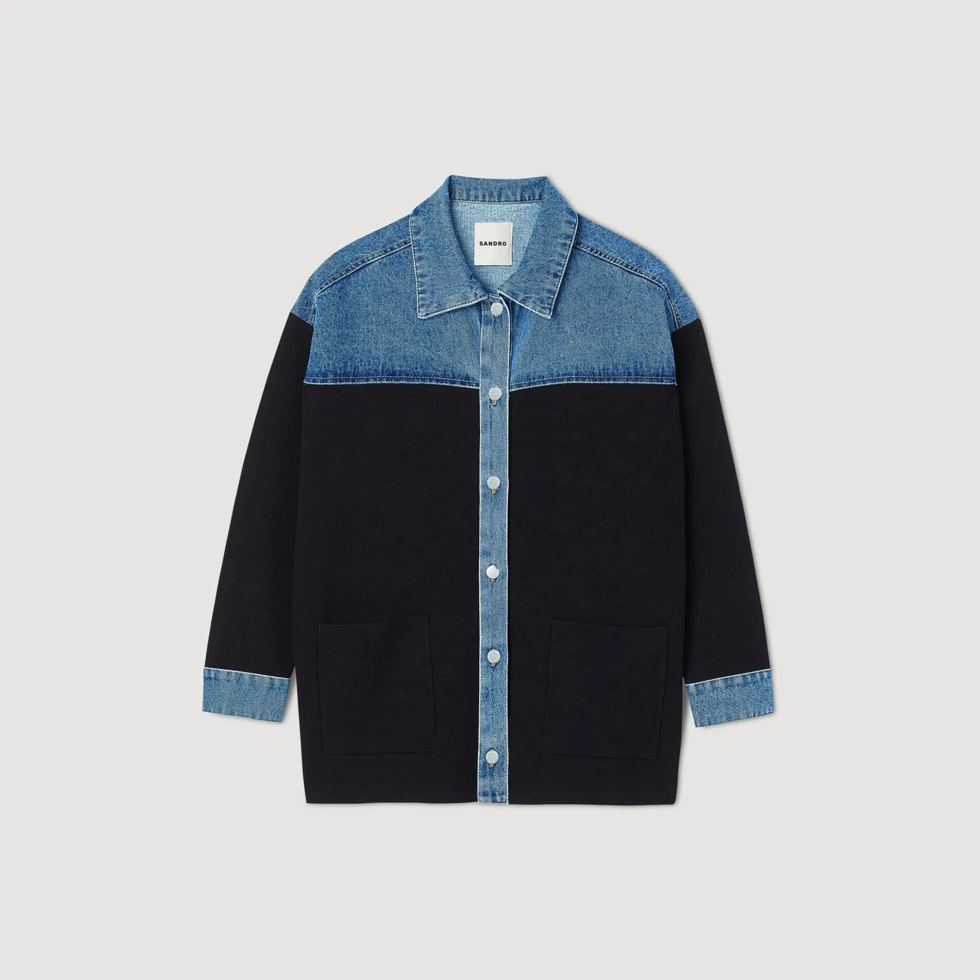 Pulls & Cardigans*SANDRO Cardicoat Bi-matière Esprit Veste Deep Navy