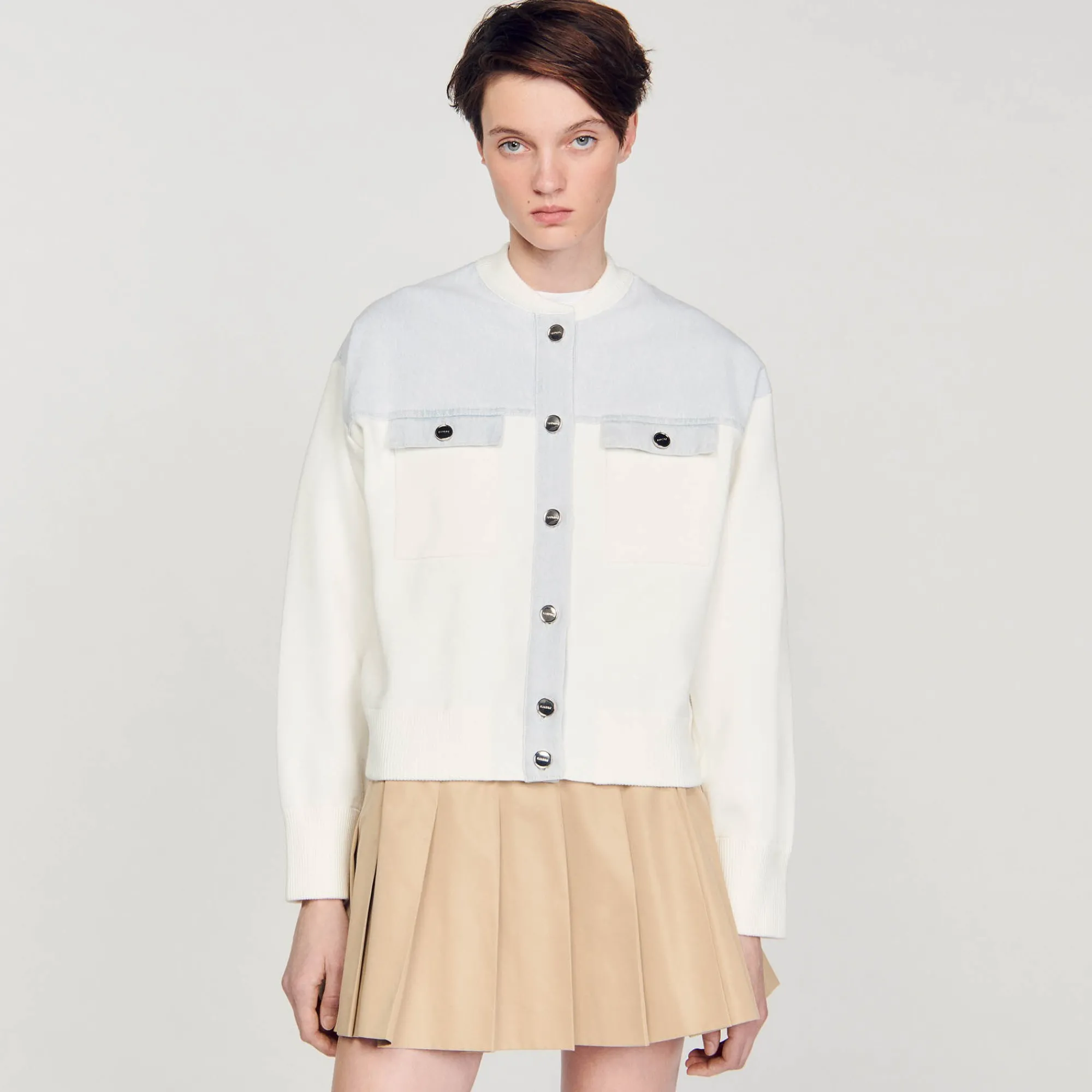 Pulls & Cardigans*SANDRO Cardicoat Bimatières blanc