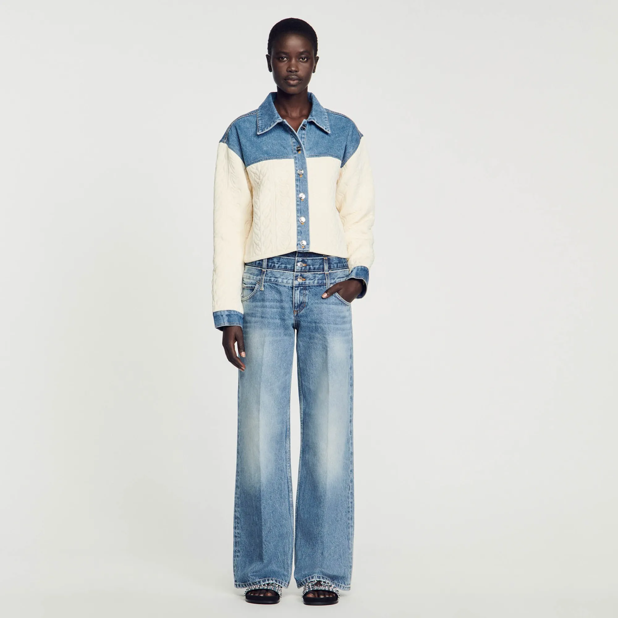 Pulls & Cardigans*SANDRO Cardicoat Bimatières Ecru