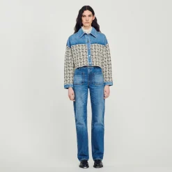 Pulls & Cardigans*SANDRO Cardicoat Court En Denim Bleu jean