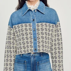 Pulls & Cardigans*SANDRO Cardicoat Court En Denim Bleu jean