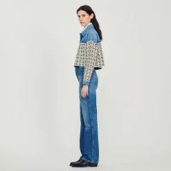 Pulls & Cardigans*SANDRO Cardicoat Court En Denim Bleu jean