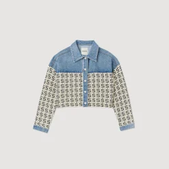 Pulls & Cardigans*SANDRO Cardicoat Court En Denim Bleu jean