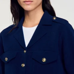 Pulls & Cardigans*SANDRO Cardicoat En Maille Bleu