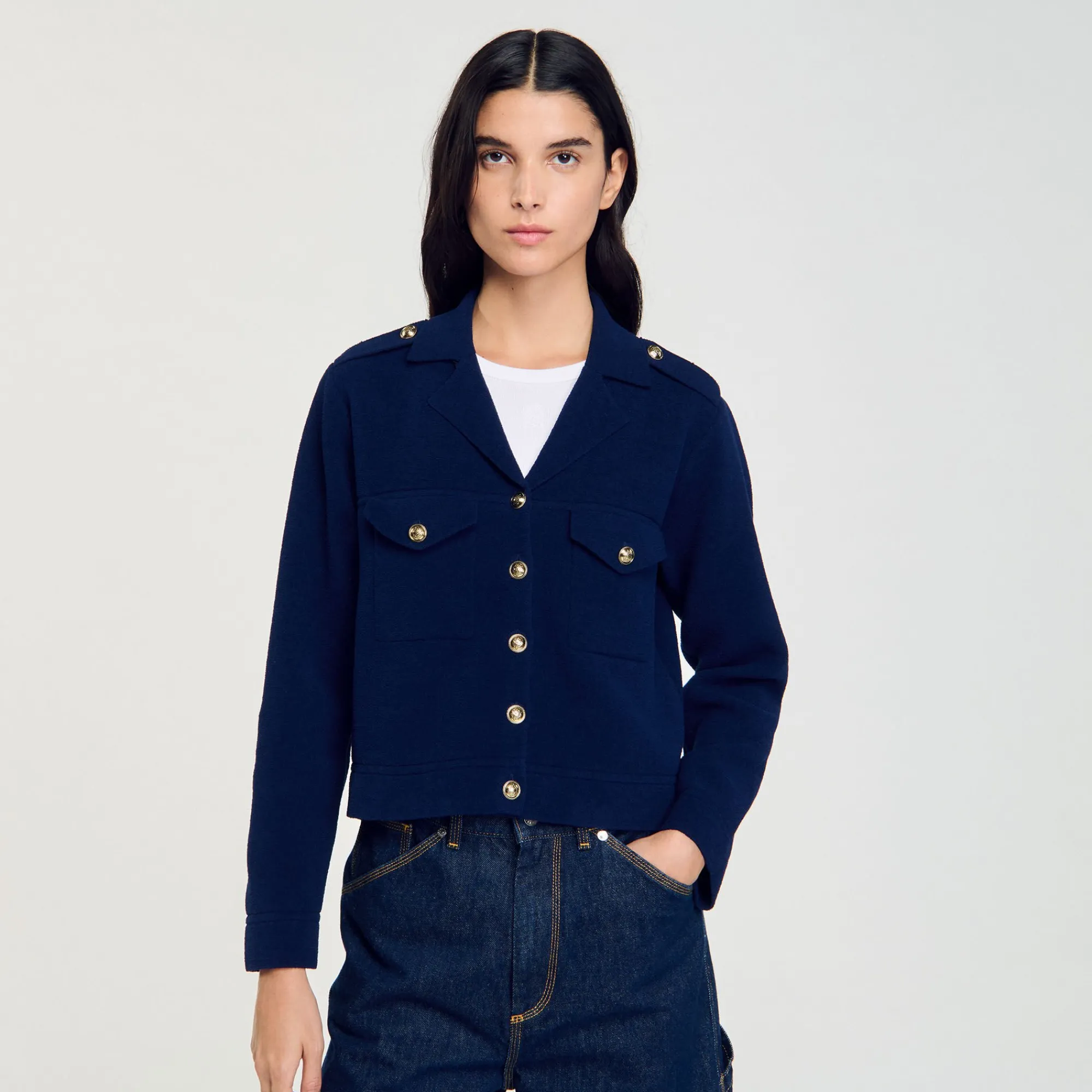 Pulls & Cardigans*SANDRO Cardicoat En Maille Bleu