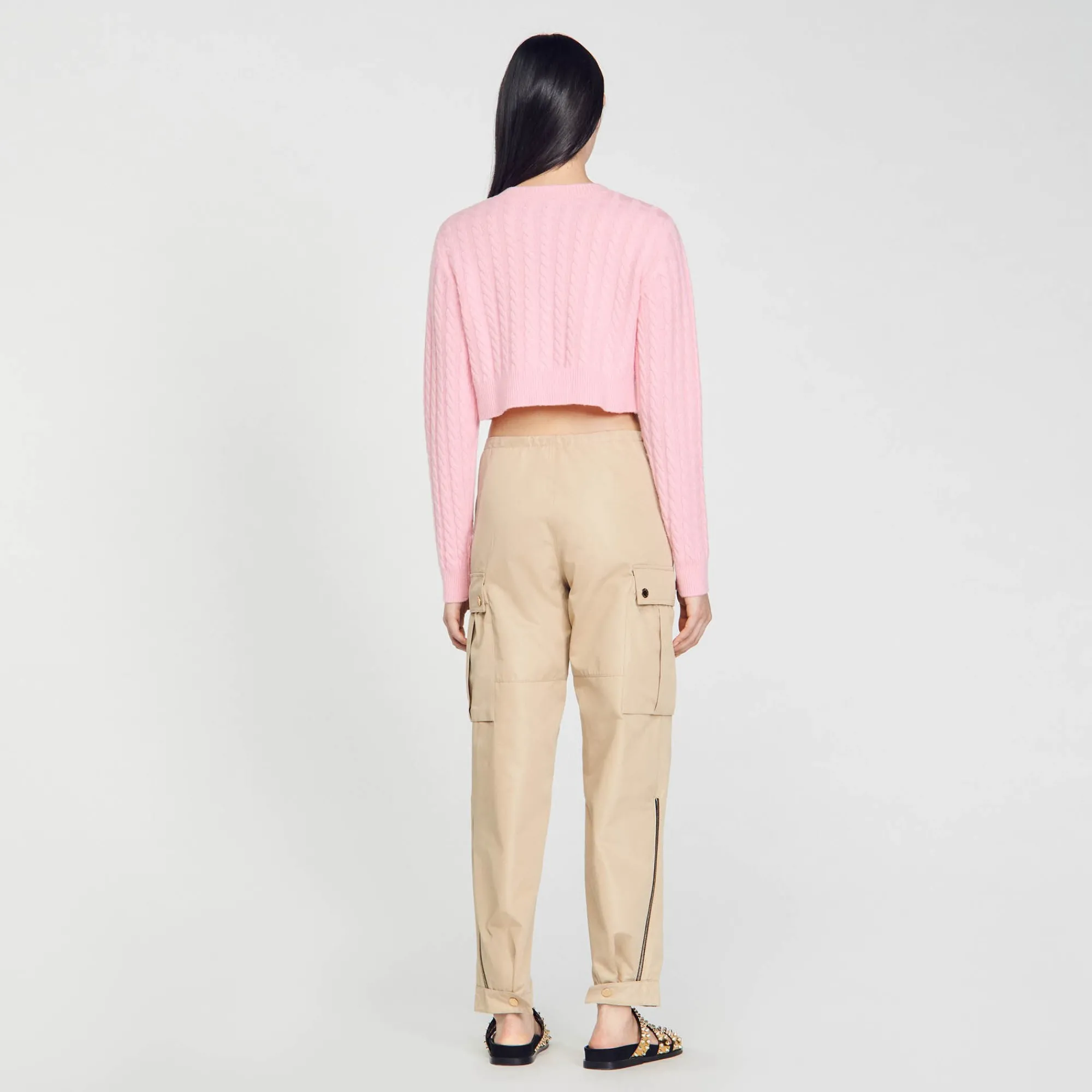 Pulls & Cardigans*SANDRO Cardicoat En Maille Torsadée Rose