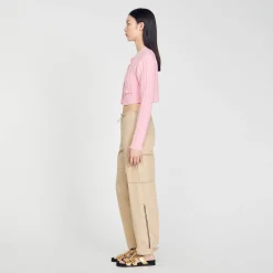 Pulls & Cardigans*SANDRO Cardicoat En Maille Torsadée Rose