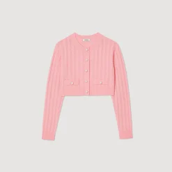 Pulls & Cardigans*SANDRO Cardicoat En Maille Torsadée Rose