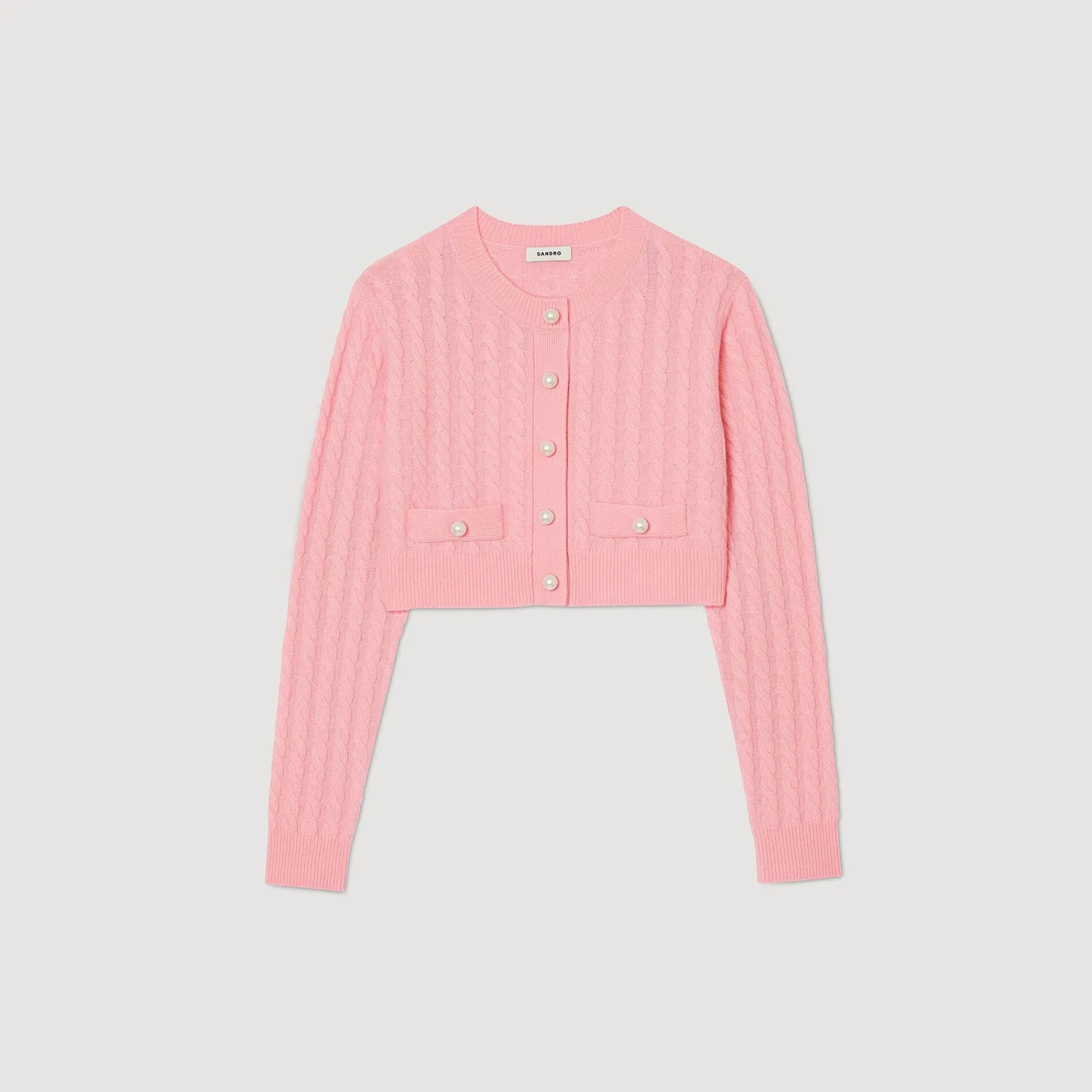 Pulls & Cardigans*SANDRO Cardicoat En Maille Torsadée Rose