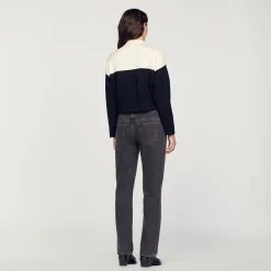 Pulls & Cardigans*SANDRO Cardicoat En Viscose Certifiée Ecru/Noir