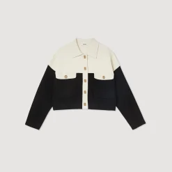 Pulls & Cardigans*SANDRO Cardicoat En Viscose Certifiée Ecru/Noir