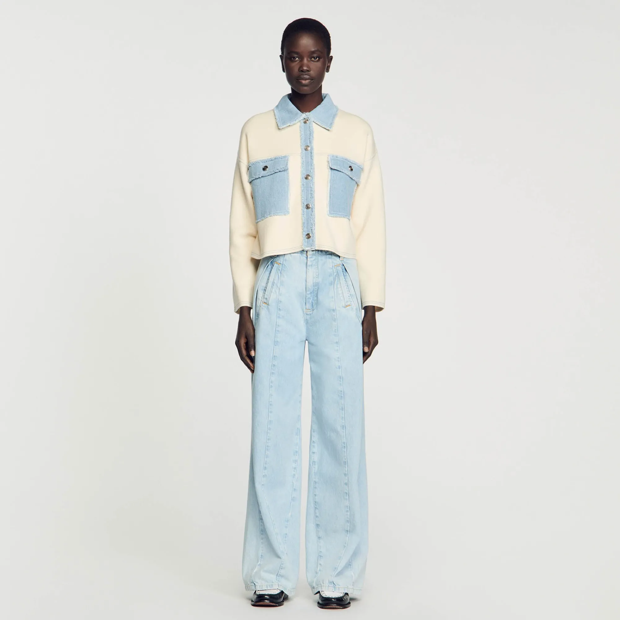 Pulls & Cardigans*SANDRO Cardicoat Oversize Bimatières Ecru