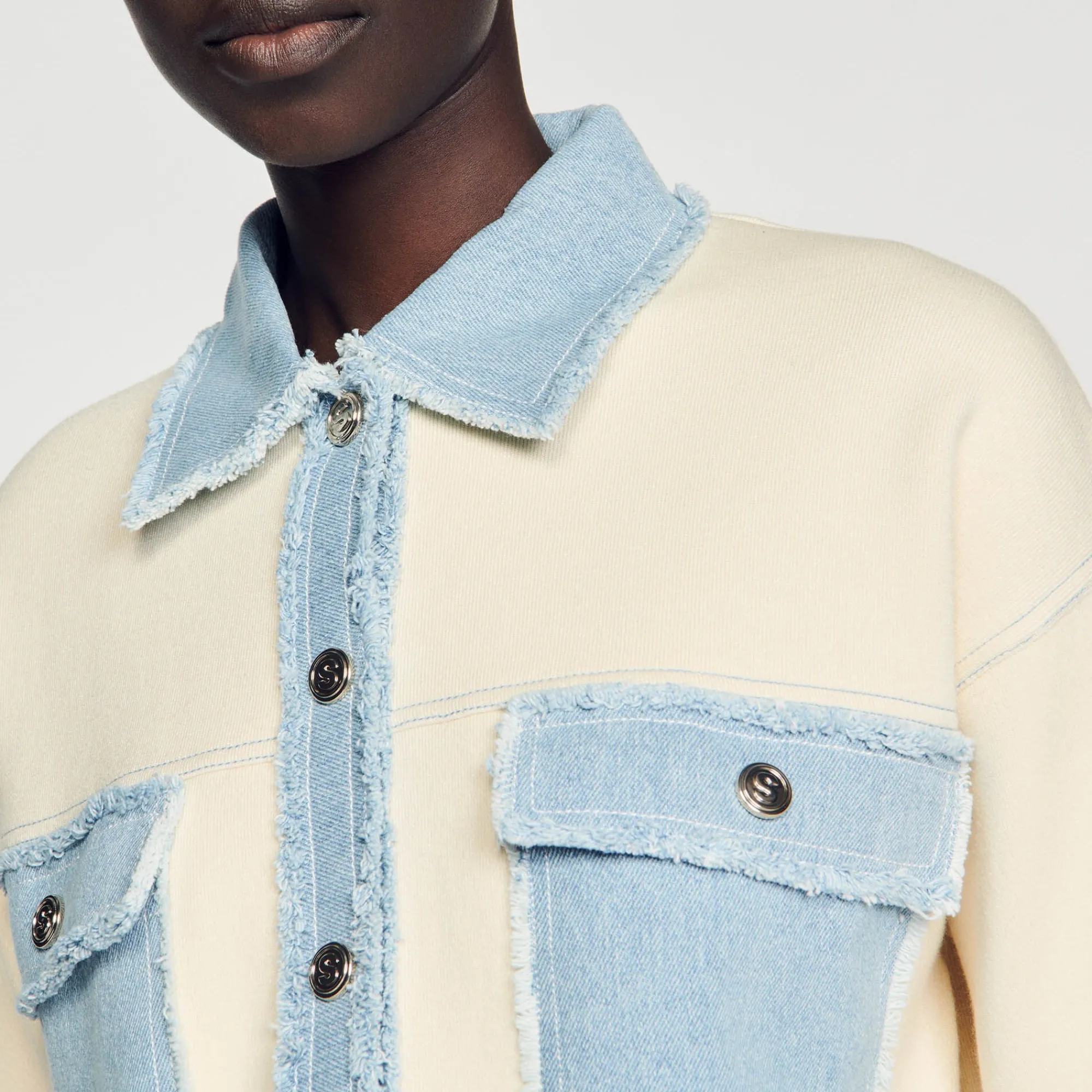 Pulls & Cardigans*SANDRO Cardicoat Oversize Bimatières Ecru