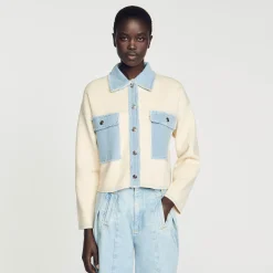 Pulls & Cardigans*SANDRO Cardicoat Oversize Bimatières Ecru
