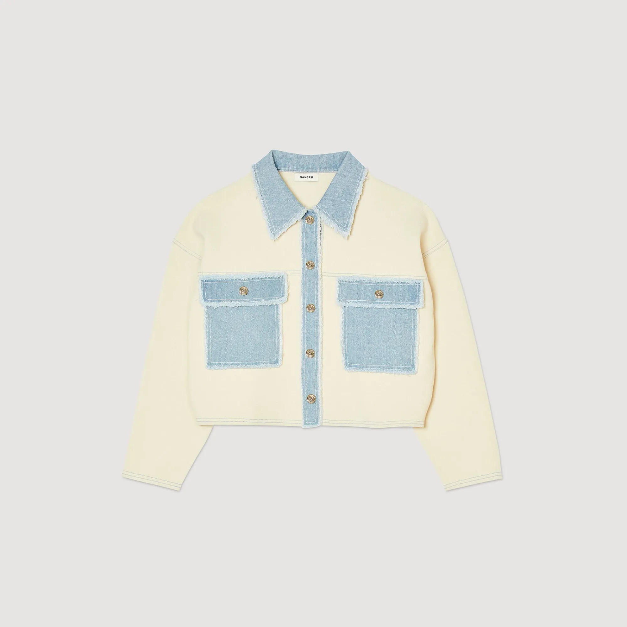 Pulls & Cardigans*SANDRO Cardicoat Oversize Bimatières Ecru
