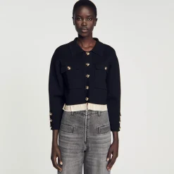 Pulls & Cardigans*SANDRO Cardigan à Col Chemise Noir