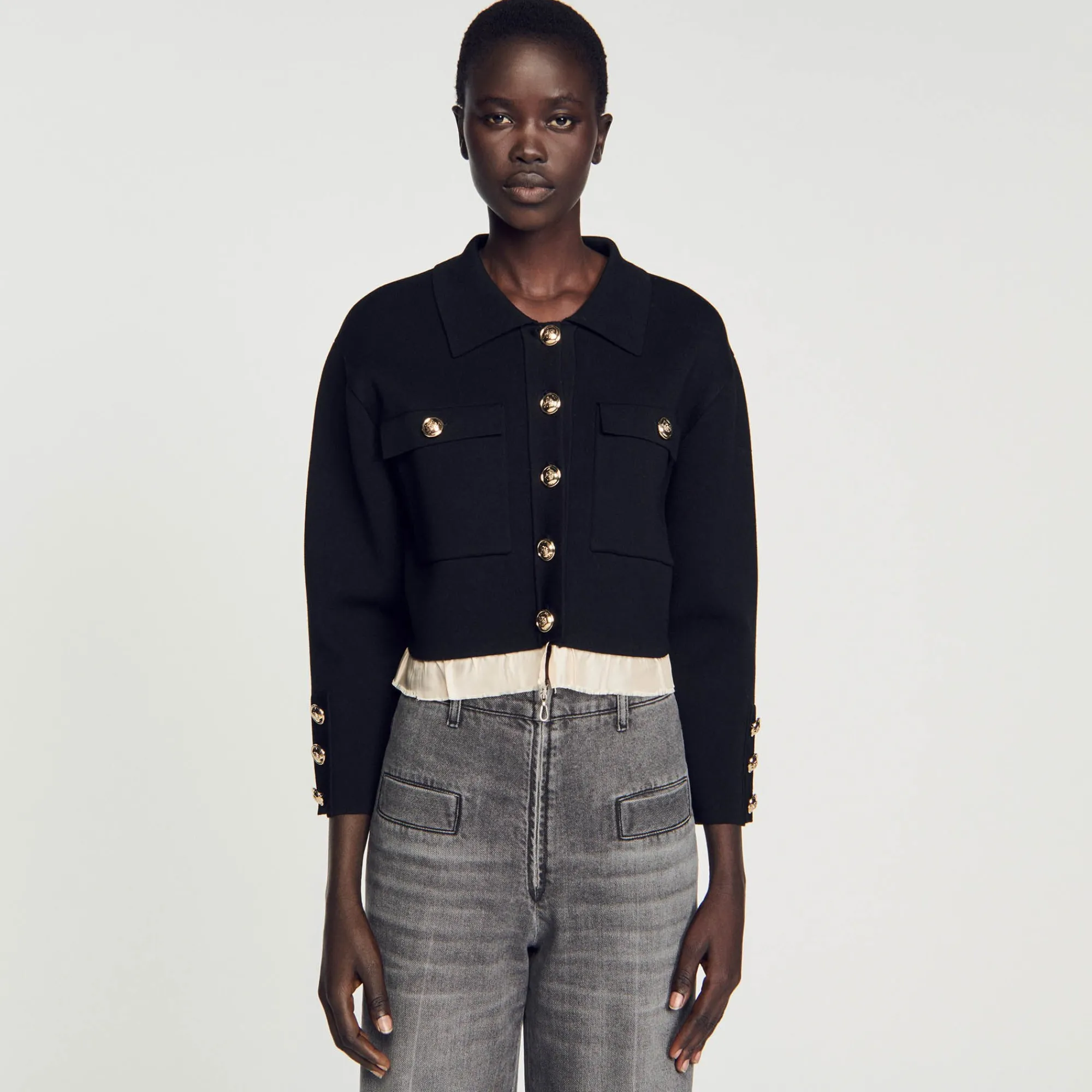 Pulls & Cardigans*SANDRO Cardigan à Col Chemise Noir