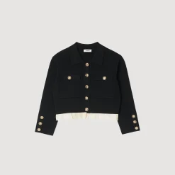 Pulls & Cardigans*SANDRO Cardigan à Col Chemise Noir