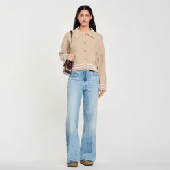 Pulls & Cardigans*SANDRO Cardigan à Point Fantaisie Beige