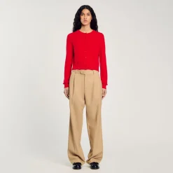 Ensembles|Pulls & Cardigans*SANDRO Cardigan à Volants Rouge