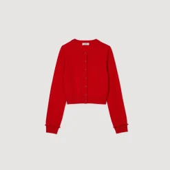 Ensembles|Pulls & Cardigans*SANDRO Cardigan à Volants Rouge