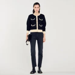 Pulls & Cardigans*SANDRO Cardigan Bicolore à Boutons Noir