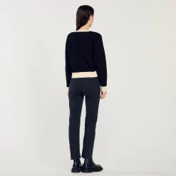 Pulls & Cardigans*SANDRO Cardigan Bicolore à Boutons Noir